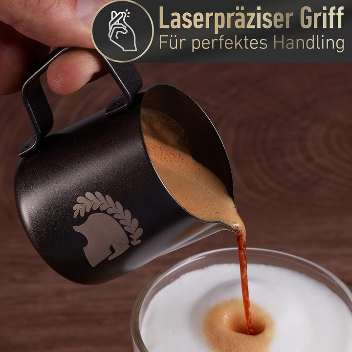 Barista Legends® Milchkännchen Schwarz Spar Set [100ml + 350ml + 600ml] - Milchschaumkännchen Teflon
