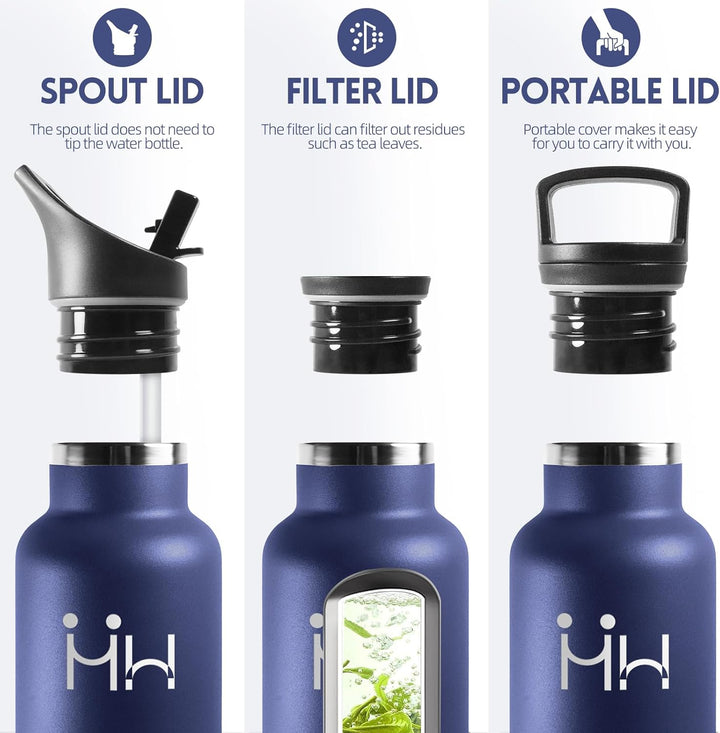 HoneyHolly Trinkflasche 750ML, BPA-Frei, Trinkflasche Edelstahl, Auslaufsichere Isolierflasche Doppe