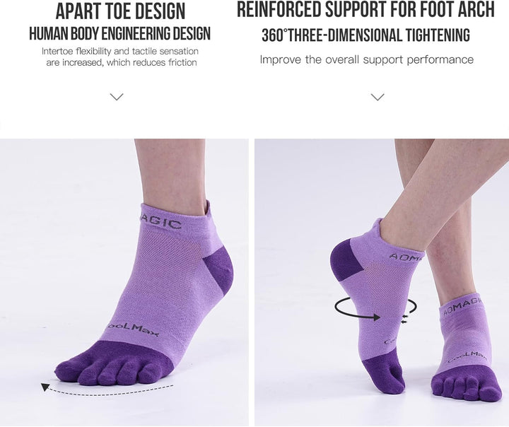 Zehensocken für Frauen Männer Coolmax Laufsocken 5 Fingersocken athletische Zehensocken 3 Paar 35-38