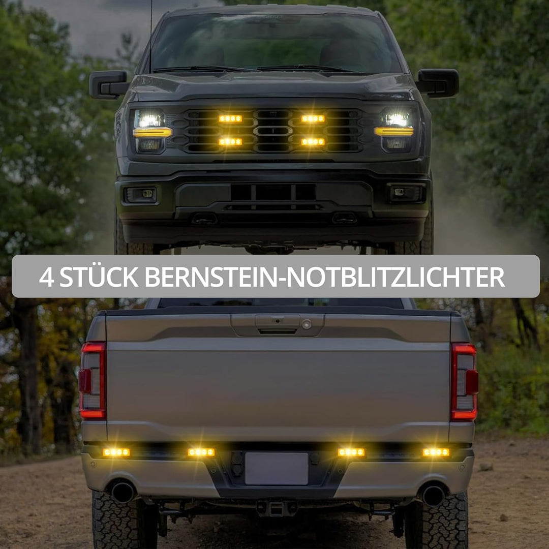 Justech 4er Warnlicht Stroboskoplicht Bernstein Warnung Beacon Mit KFZ-Ladegerät Notfall Licht Achtu