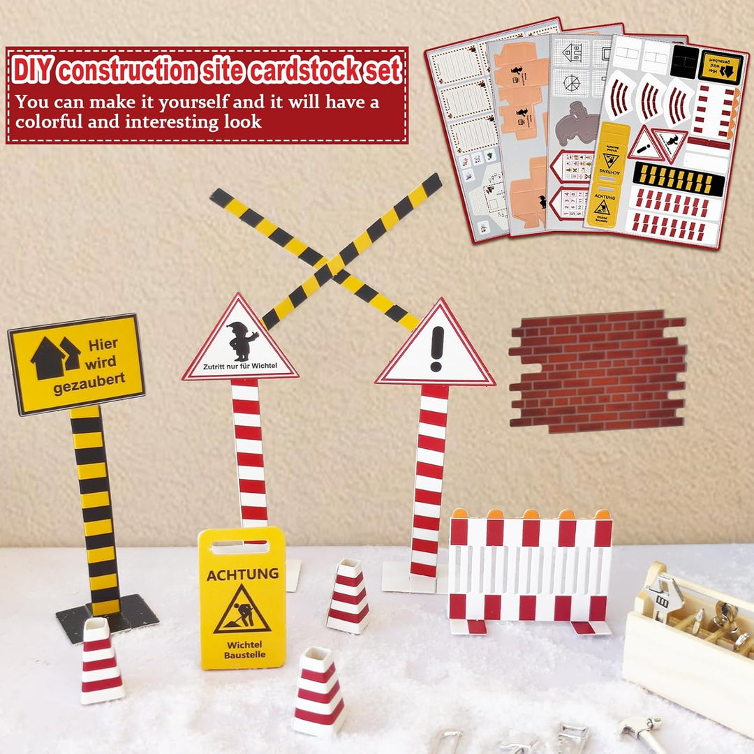 ROLLWAY 80 Stück Miniatur Wichtel Zubehör Baustelle Set, Weihnachten Wichteltür Zubehör Komplettset