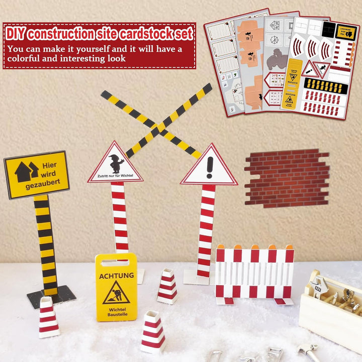 ROLLWAY 80 Stück Miniatur Wichtel Zubehör Baustelle Set, Weihnachten Wichteltür Zubehör Komplettset