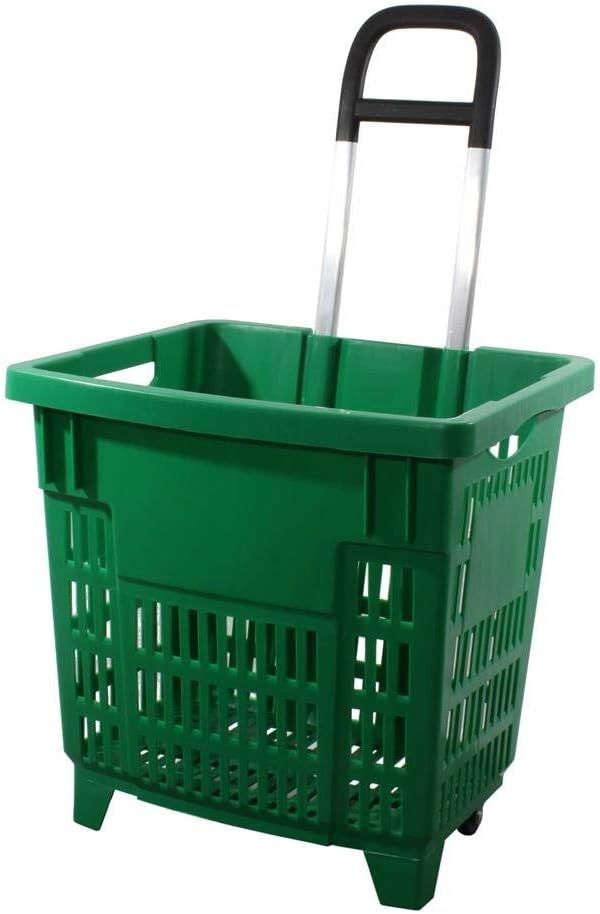 GERSO Einkaufstrolley 55 Liter grün mit Rollen ABS-Kunststoff Einkaufskorb fahrbar bunt, Grün
