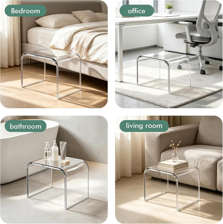 Acryl Tritthocker, Transparenter Fusshocker 32x23x23,5cm Badezimmer Hocker