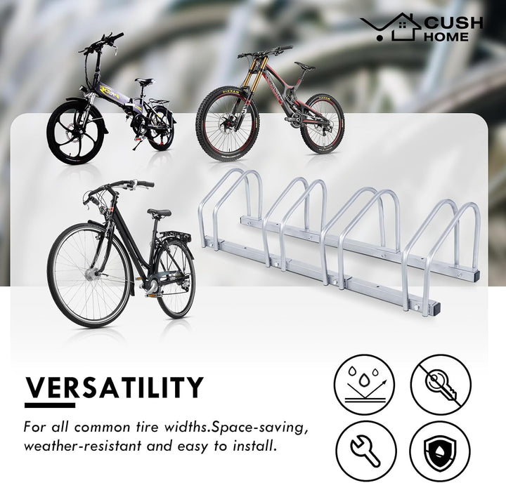 CCLIFE Fahrradständer Boden für 4 Fahrräder mit Reifenbreiten bis 65 mm Eisen Fahrradhalter 101 x 32