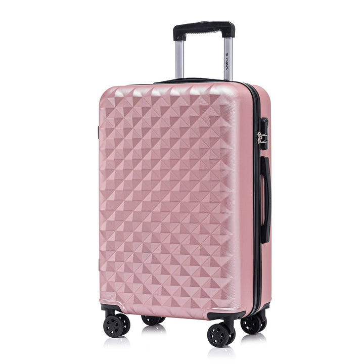 Koffer Suitcase L Roségold, Trolley Reisekoffer, Rollkoffer Handgepäck mit 4 Rollen 360°, Hartschale