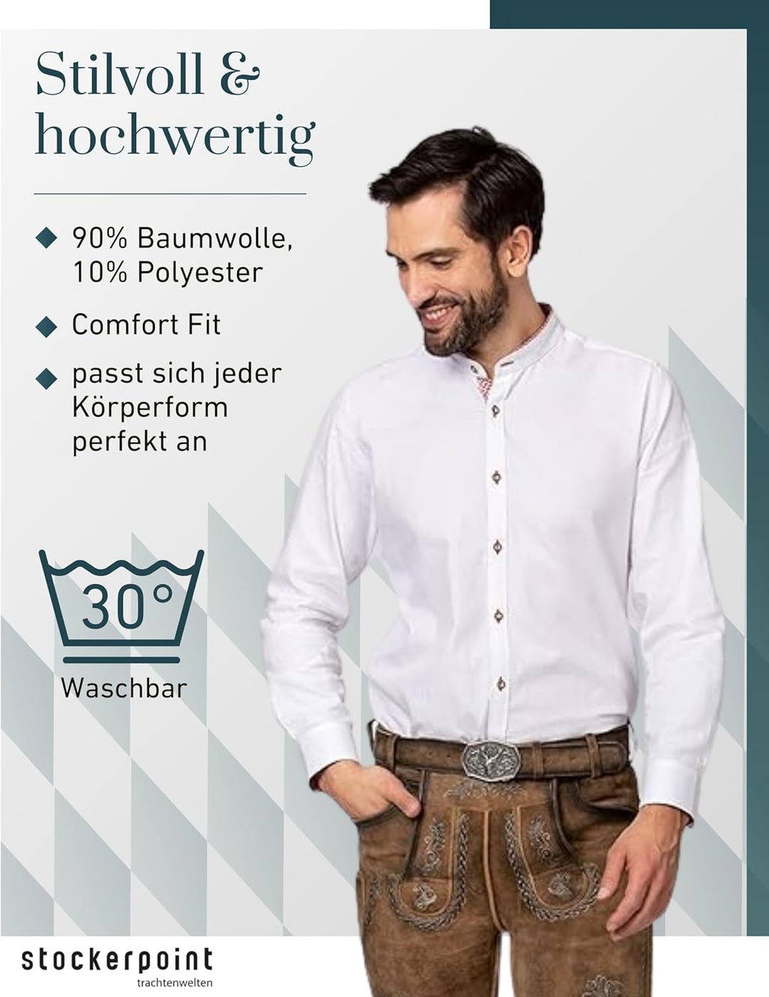 Stockerpoint Herren Trachtenhemd Raffa I Grösse S-4XL I Traditionelles & modernes Design I Atmungsak