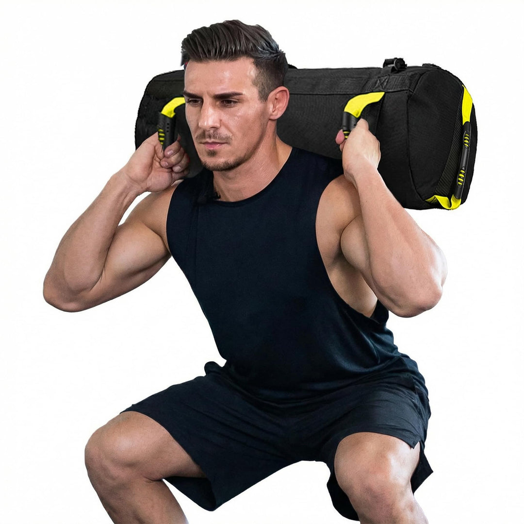 Taeku Gewichtssack für Fitness, Verstellbar Power Bag mit 6 Griffen Krafttraining Sandsäcke Workout