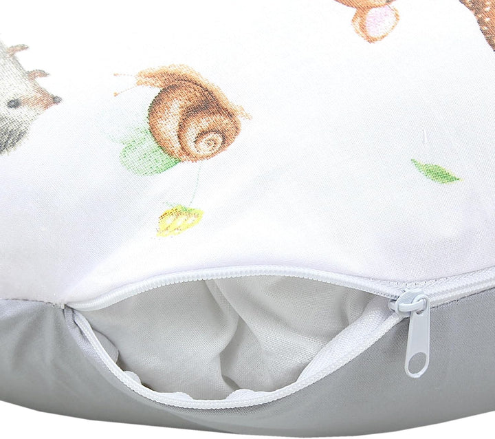TupTam Baby Stillkissen Klein mit Baumwoll-Bezug, Farbe: Waldtiere/Igel/REH/Fuchs/Kaninchen/Beige Wa