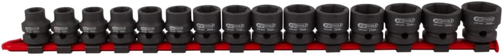 KS Tools 1/2" Sechskant-Kraft-Stecknuss-Satz, extra kurz, 15-tlg.