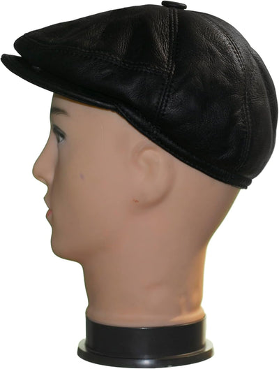 CUCUBA Coppola Herrenhut aus Schaffell Shearling - Mütze mit Visier und Ohrenschützer - Schwarz (M)