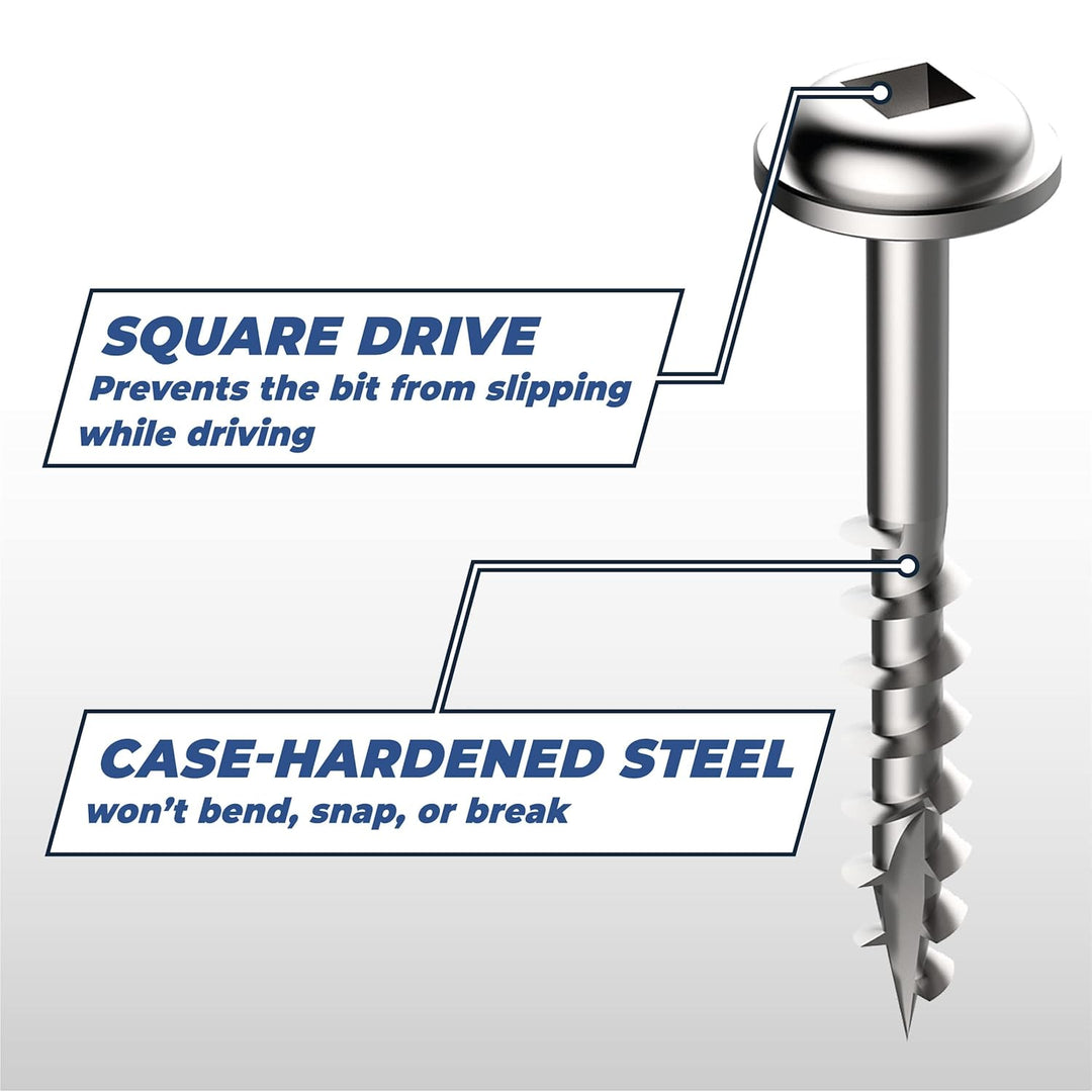 Kreg SML-C125S5-100 305 Stainless Steel Pocket Hole Screws - 1 1/4, 8 Coarse, Washer Head, 100 count