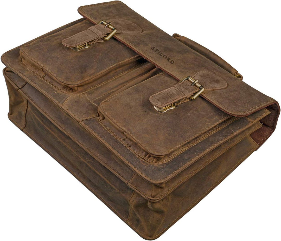 STILORD Aktentasche Herren Lehrertasche Bürotasche Laptoptasche Umhängetasche Vintage gross aus echt