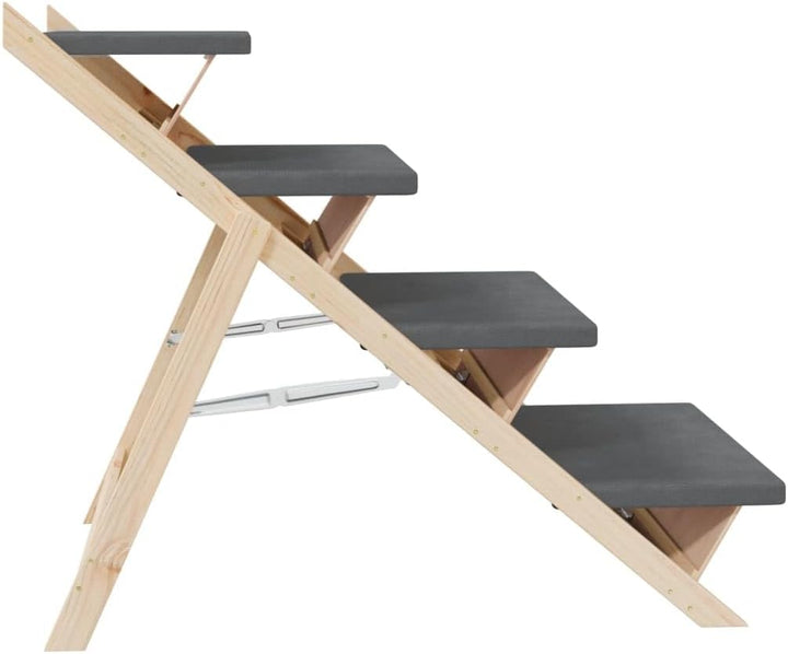 vidaXL Hundetreppe Hunderampe Haustiertreppe Katzentreppe Massivholz Tanne Grau 105 x 47 cm, Grau 10