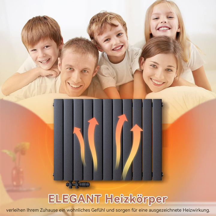 ELEGANT Design Heizkörper 630x616mm Einlagig Badezimmer/Wohnraum Seitenanschluss Antrazit Flachheizk