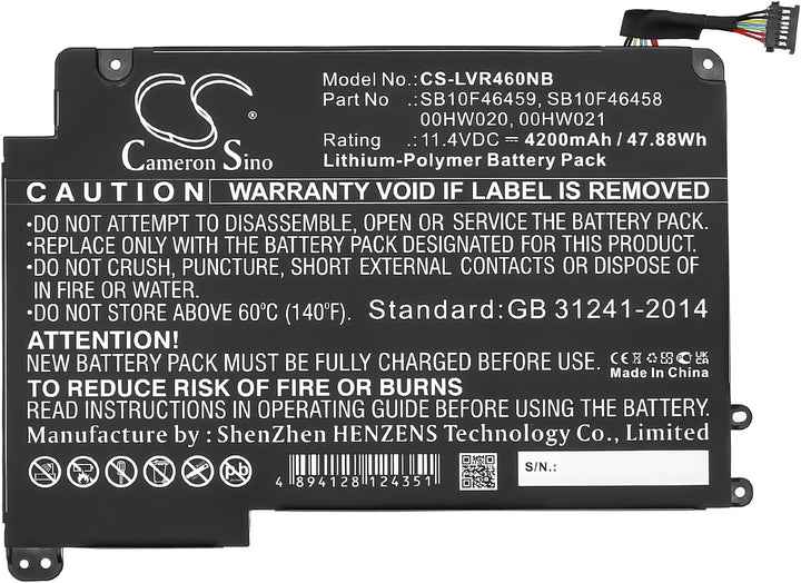 CS-LVR460NB Laptop Akkus 4200mAh Kompatibel mit [Lenovo] ThinkPad P40 Yoga, ThinkPad P40 Yoga(20GQ),