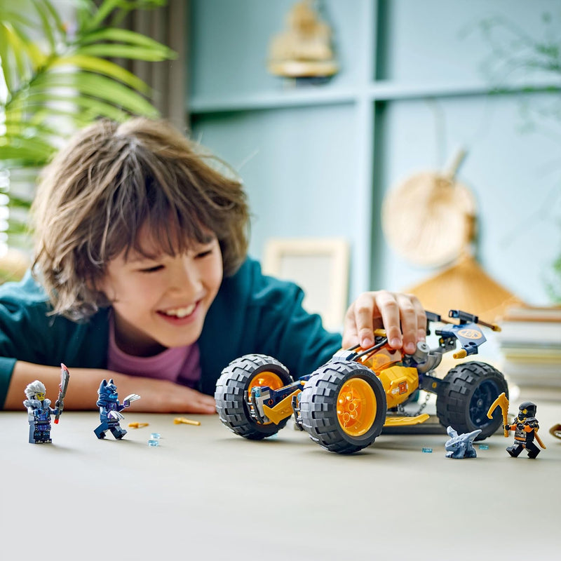 LEGO NINJAGO Arins Ninja-Geländebuggy, Ninja-Spielzeug mit Auto, Drache und 4 Mini-Figuren, Abenteue