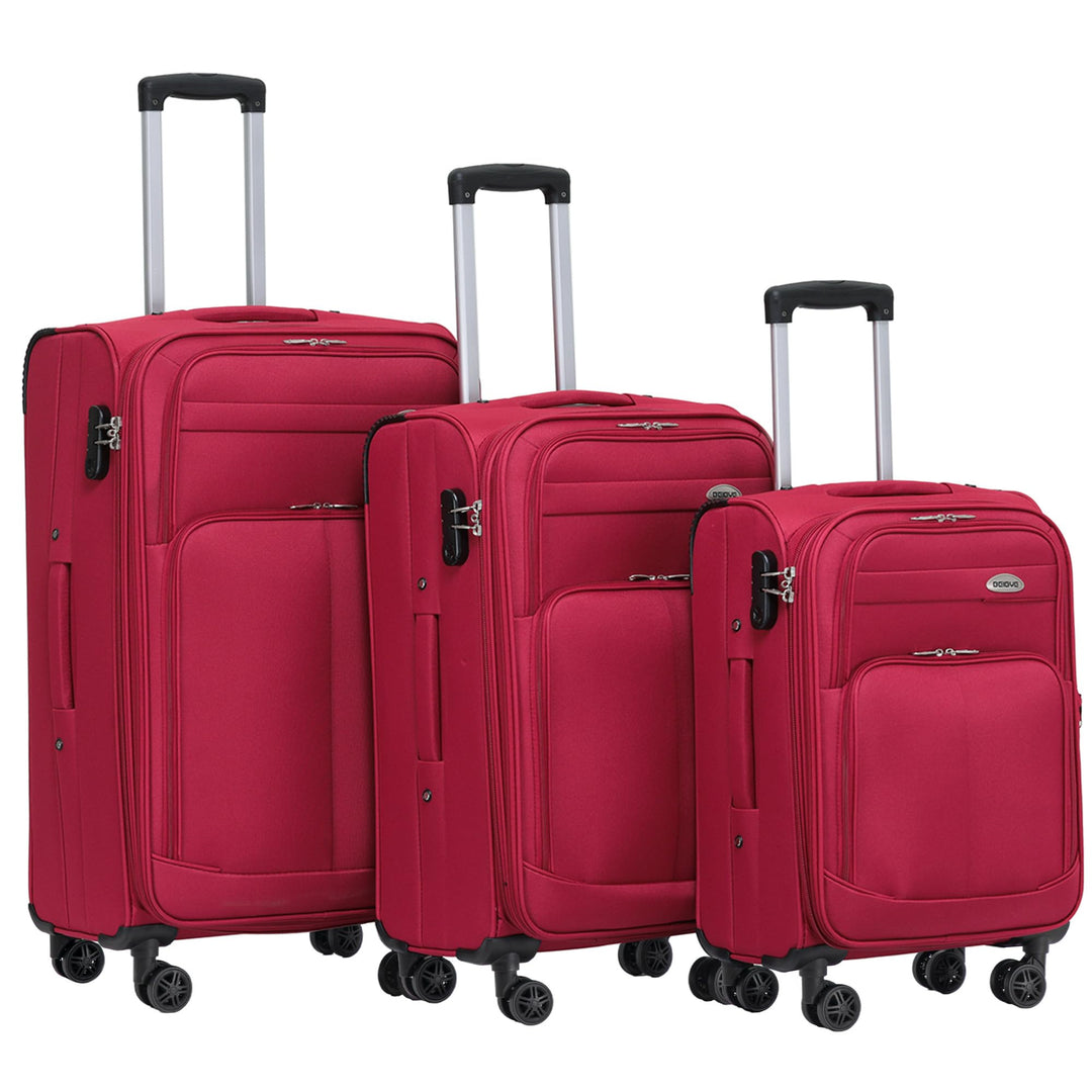 BEIBYE Kofferset Trolley Gepäckset Stoff Dehnungsfuge Koffer Reisekoffer (Weinrot), Weinrot
