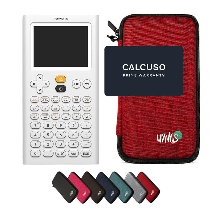 CALCUSO Sparpaket: NumWorks Schulrechner + WYNGS Schutztasche rot + Erweiterte Garantie von CALCUSO