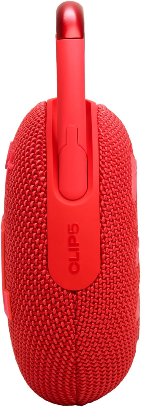 JBL Clip 5 in Rot – Tragbare Bluetooth-Lautsprecher-Box mit JBL Pro Sound, tiefem Bass und Playtime-