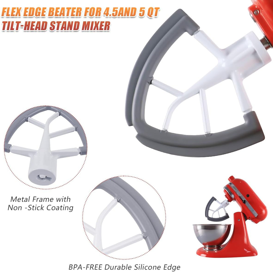 Pouring Shield und Silikon-Paddelmixer, flacher Schlägel für KitchenAid Kippkopf, Standmixer, 4,5 &
