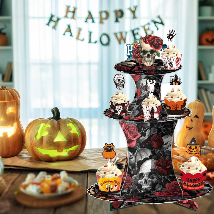 Halloween-Party-Papierkuchenständer, Tischkuchenständer im Gothic-Stil, Dessertständer, Party-Horror