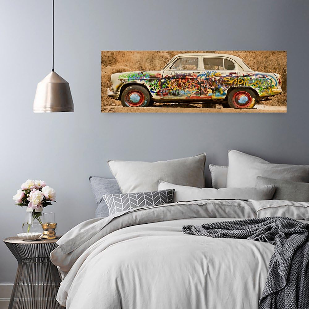 Feeby Frames, Leinwandbild, Bilder, Wand Bild, Wandbilder, Kunstdruck 40x100cm, Auto, Transport, Gra