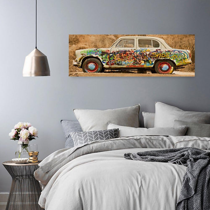 Feeby Frames, Leinwandbild, Bilder, Wand Bild, Wandbilder, Kunstdruck 40x100cm, Auto, Transport, Gra