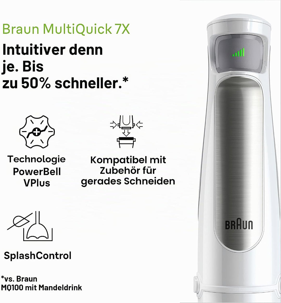 Braun Household Hogar MultiQuick 7 Armmixer, Spritzschutz-Technologie, spülmaschinenfest, BPA-freier