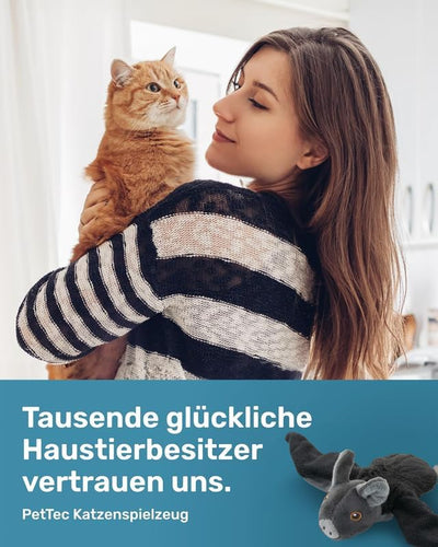 PetTec - Plush Toy Fledermaus Katzenspielzeug interaktiv zur Selbstbeschäftigung - Plüschtier Katze