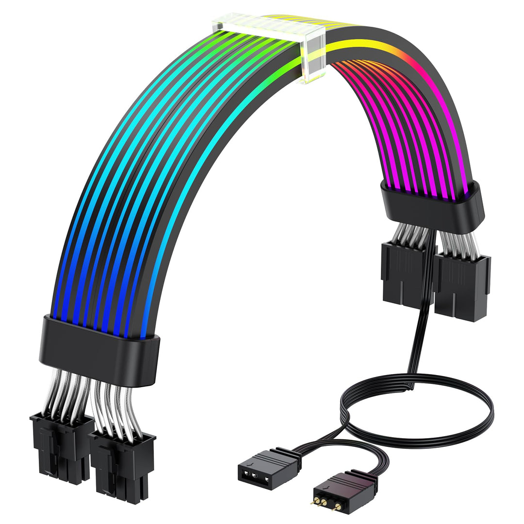 Sirlyr RGB PC-Kabel, Strimmer 2 * 8 Pin PSU Verlängerungskabel, 5V 3Pin Sync ARGB, für Grafikkarten-