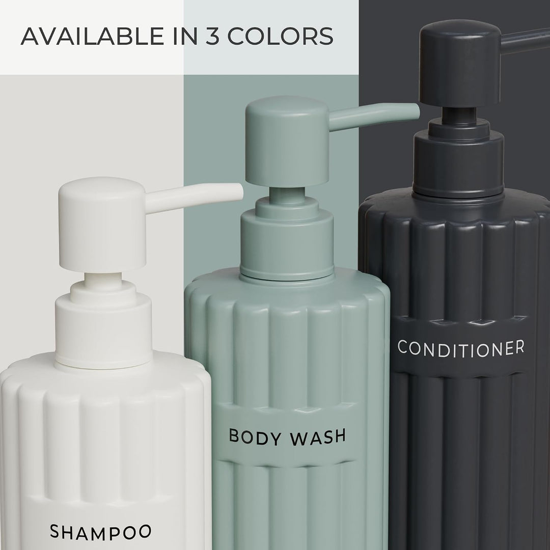 Stilvoller Shampoo- und Spülungsspender-Set mit 3 Stück – Moderne Duschseifenflaschen mit Pumpe und