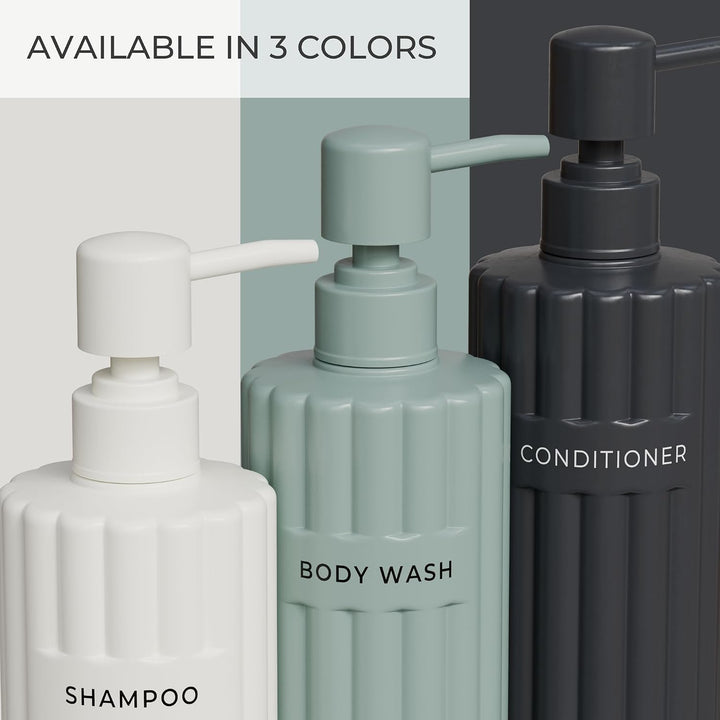 Stilvoller Shampoo- und Spülungsspender-Set mit 3 Stück – Moderne Duschseifenflaschen mit Pumpe und