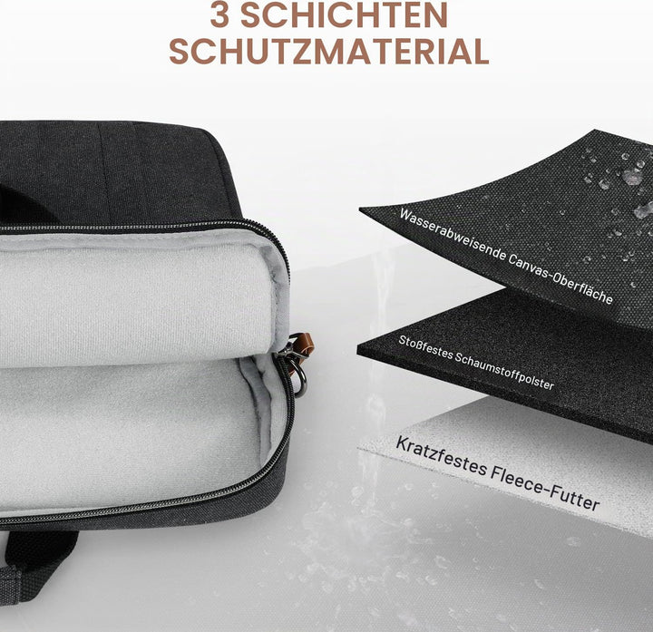 ESTARER Laptoptasche 15,6-17,3 Zoll, wasserabweisende Canvas-Computertasche für Herren, Dunkelgrau,