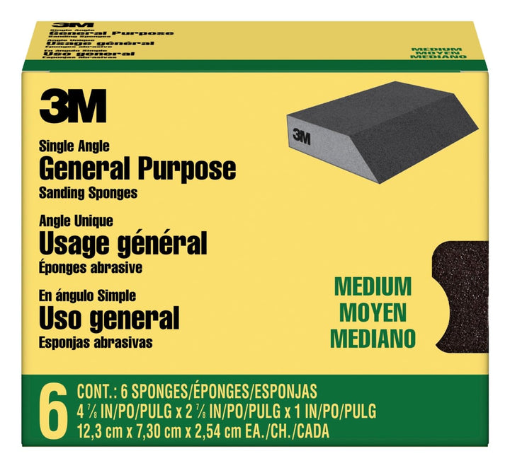 3M CP041-6P Schleifschwamm, 7,1 x 12,4 x 2,5 cm, mittlere Körnung, 6 Schwämme, schwarz Schwarz 4-7/8