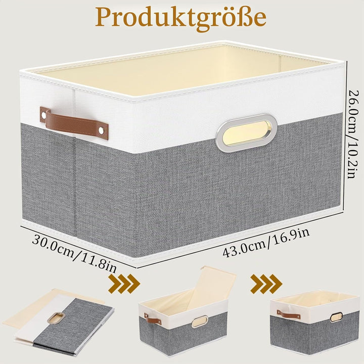 Yawinhe 3 Stück Aufbewahrungsbox aus Stoff, Faltbare Aufbewahrungskorb mit Griffen, Waschbare, für S