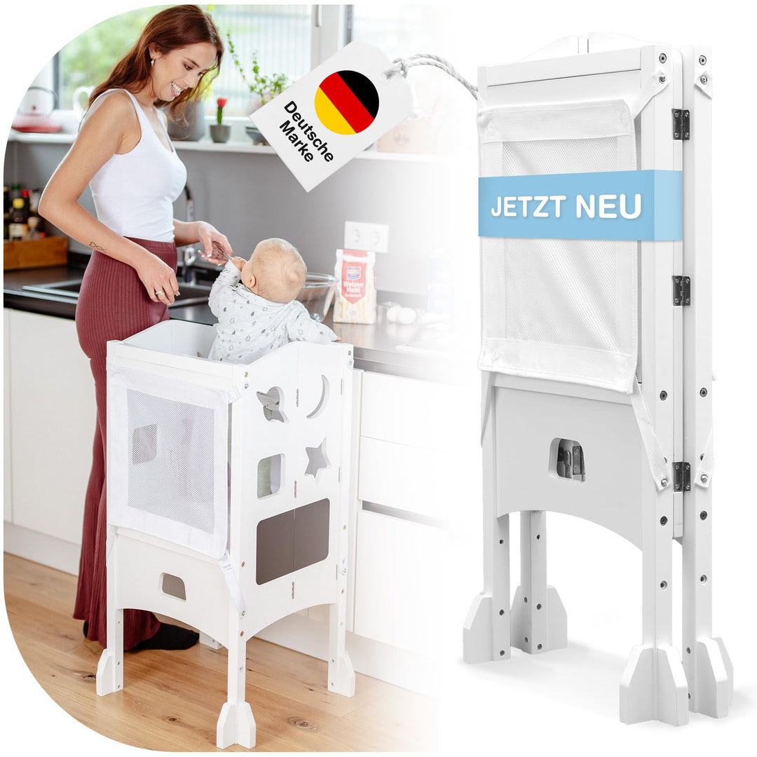 Lernturm ab 1 Jahr - Lernturm klappbar inkl. 360° Sicherheitsnetz - Extra Stabiler und massiver Lear