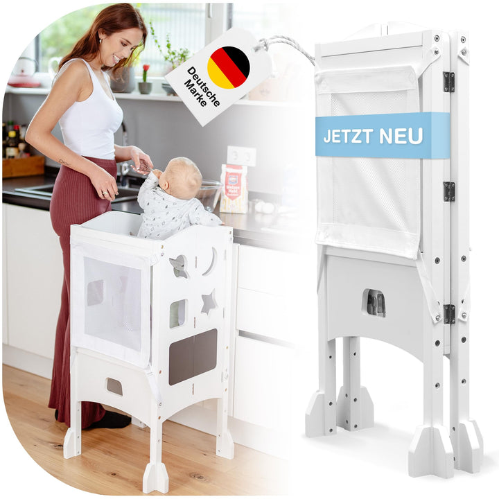 Lernturm ab 1 Jahr - Lernturm klappbar inkl. 360° Sicherheitsnetz - Extra Stabiler und massiver Lear