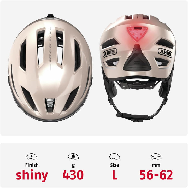 ABUS Stadthelm Pedelec 2.0 ACE - Fahrradhelm mit Rücklicht, Visier, Regenhaube, Ohrenschutz - für Da