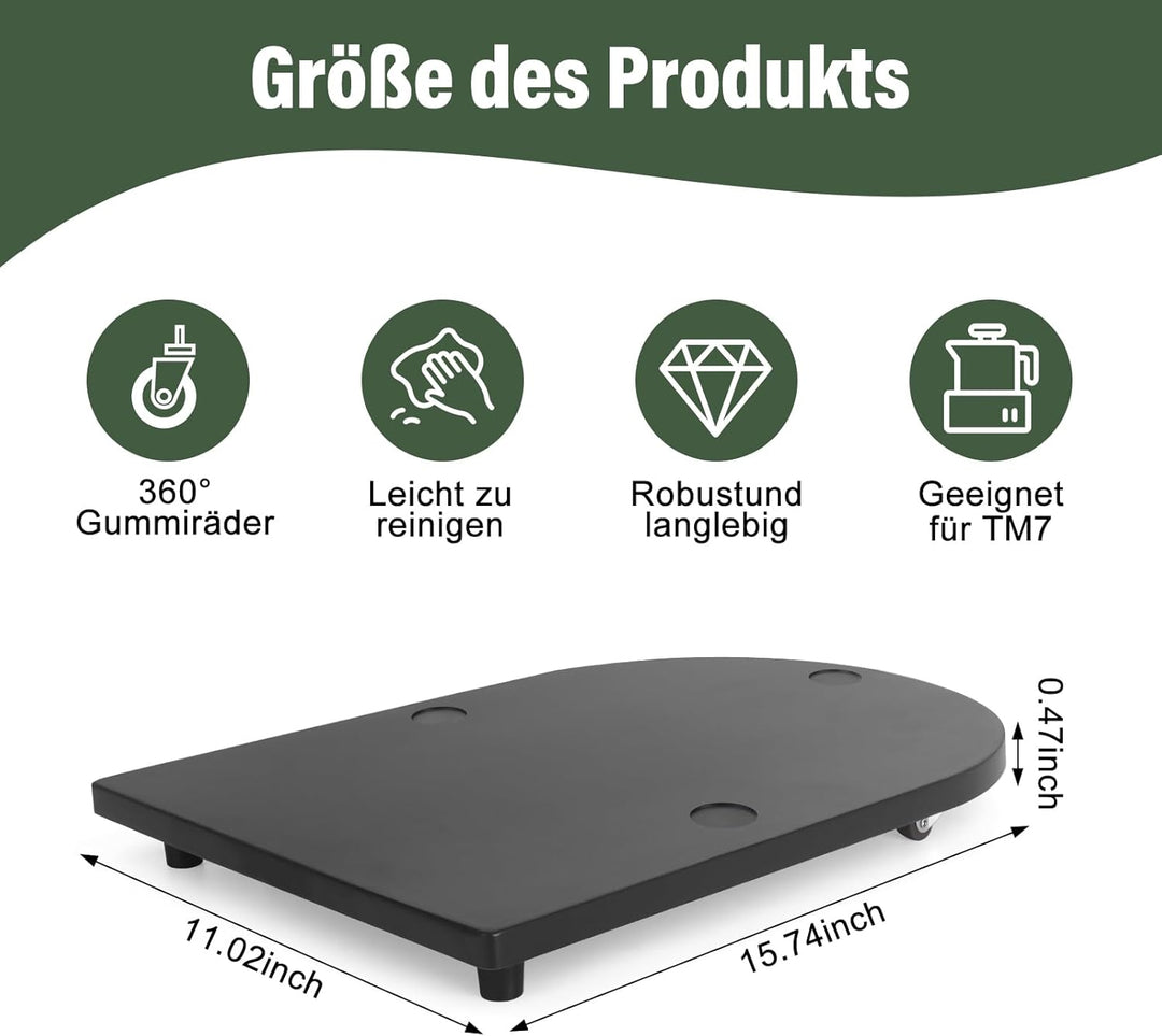 Gleitbrett für Thermomix TM7,Bambus Brett für Thermomix mit 360° leisen Rollen,TM7 Gleitbrett mit Ru