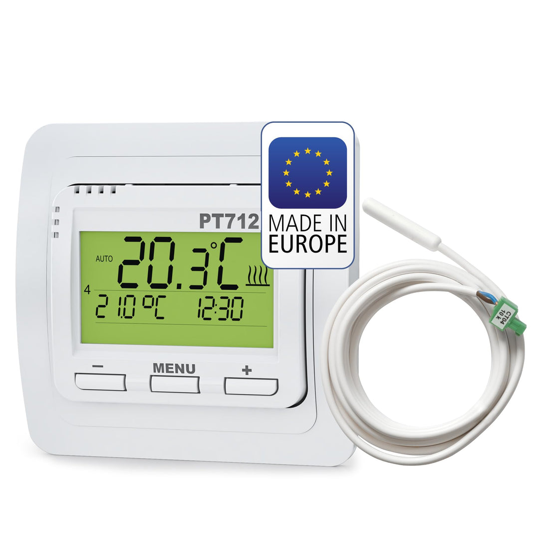ELEKTROBOCK PT712-EI Raumthermostat 230V – Digitaler Thermostat für elektrische Fussbodenheizung – W