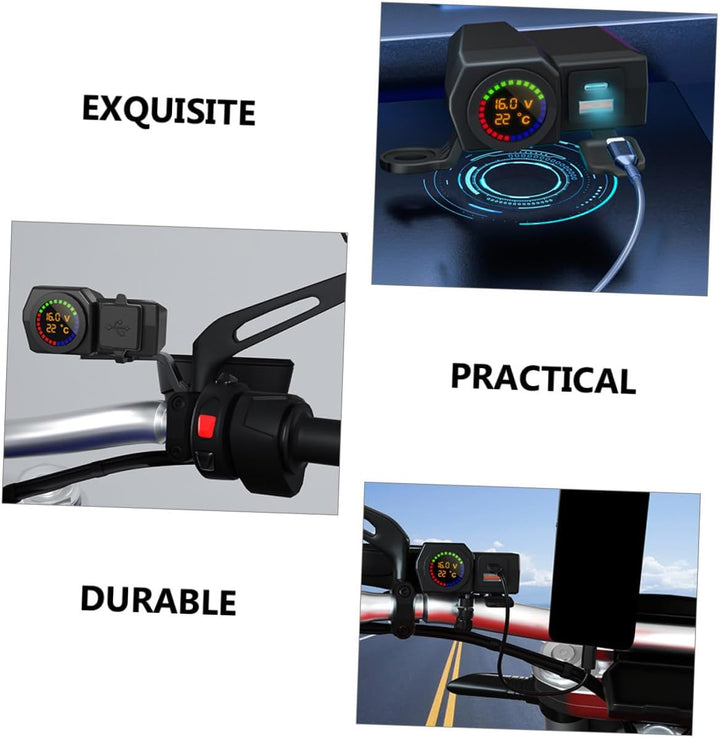 Yardwe Motorrad USB LadegeräT Dual USB -C Temperaturanzeige