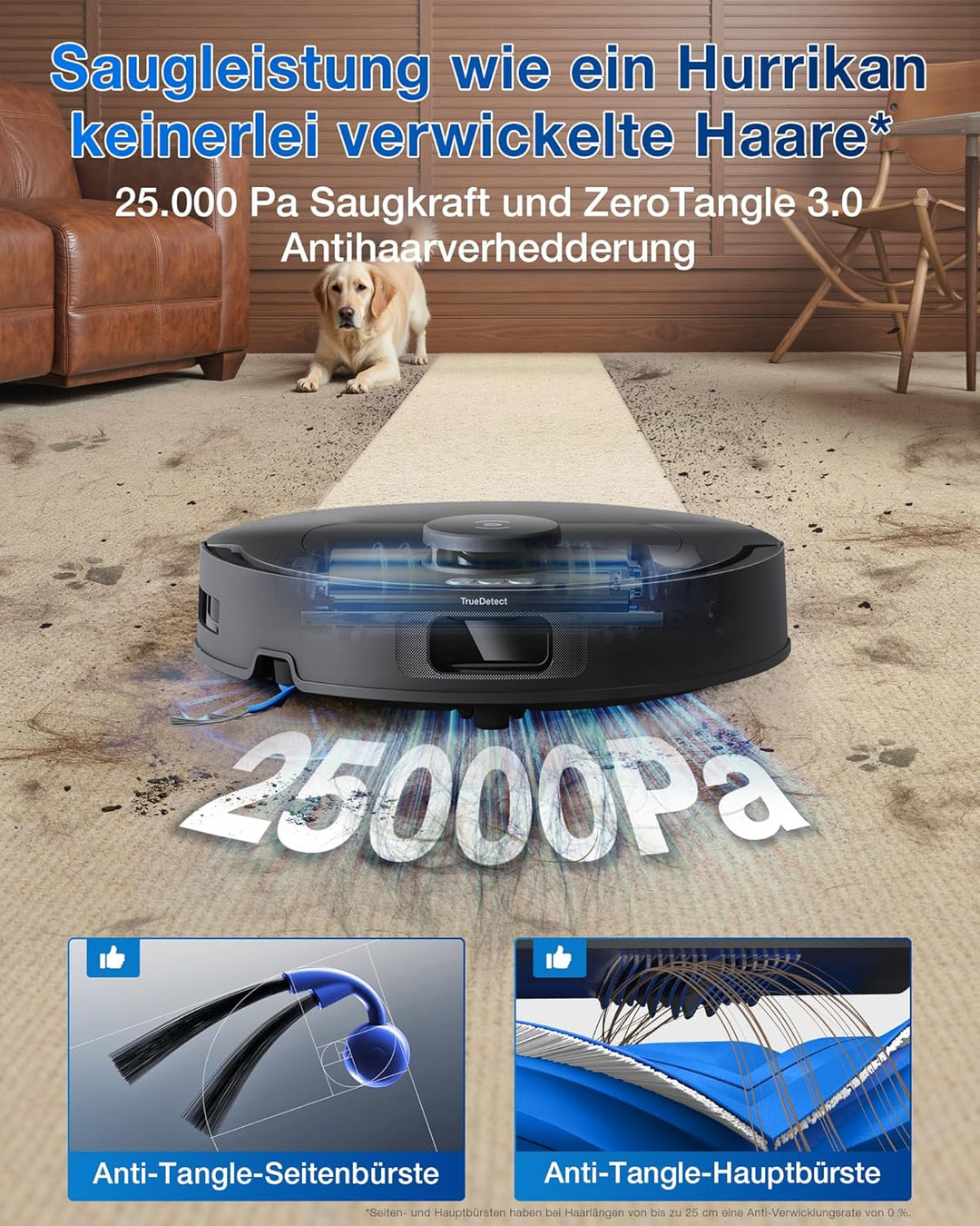 ECOVACS DEEBOT T30C Omni Gen2, Saugroboter mit Wischfunktion, 25.000 Pa, OZMO Turbo 2.0 Wischen, Zer