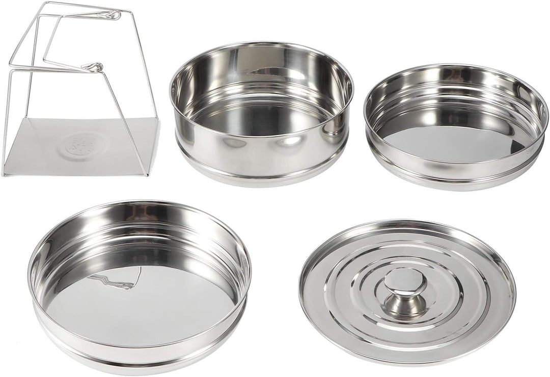 Stapelbarer Dämpfeinsatz, 304 Edelstahl Dampftopf, 3 stufiges stapelbares Dämpfgeschirr mit Deckel,