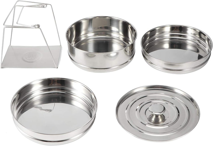 Stapelbarer Dämpfeinsatz, 304 Edelstahl Dampftopf, 3 stufiges stapelbares Dämpfgeschirr mit Deckel,