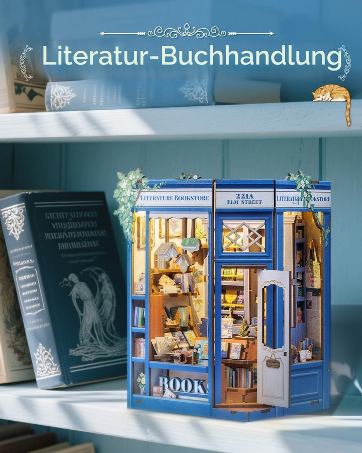 Cutefun Book Nook, DIY Miniatur Haus Kit für Erwachsene 3D Holzpuzzle Mini Booknook Bücherregal Mode