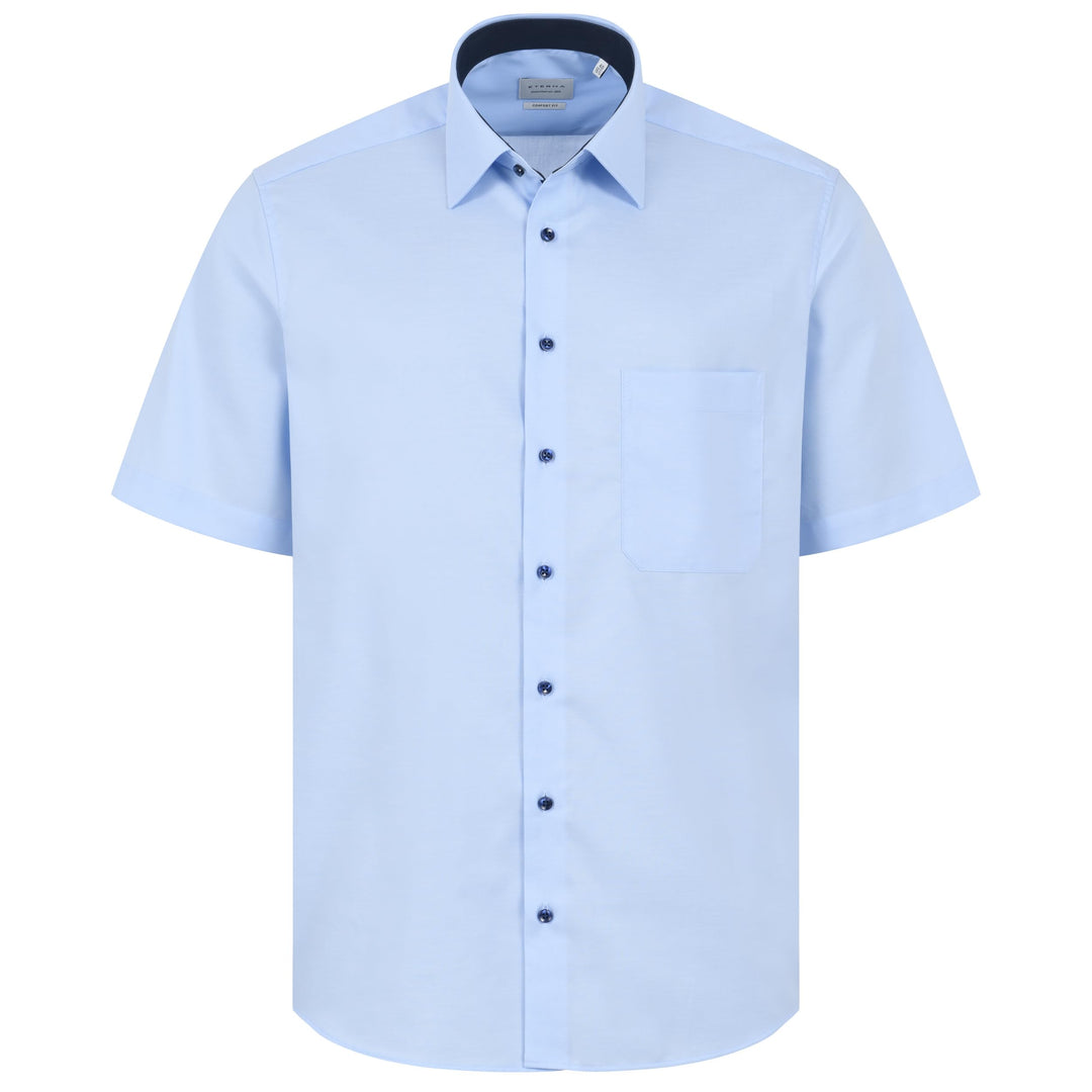 ETERNA Herren Businesshemd Kurzarm Comfort FIT | Uni | Bügelfrei | Kent Kragen 43 Hellblau_(11)_, 43