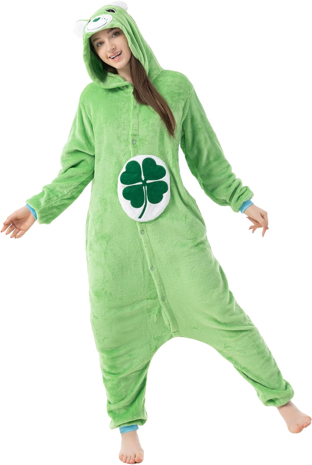 Katara 1744 - Glücksbärchi Onesie Kleeblatt-Kostüm, Lucky Bär, Party, Karnevals-Kostüm, Verkleidung