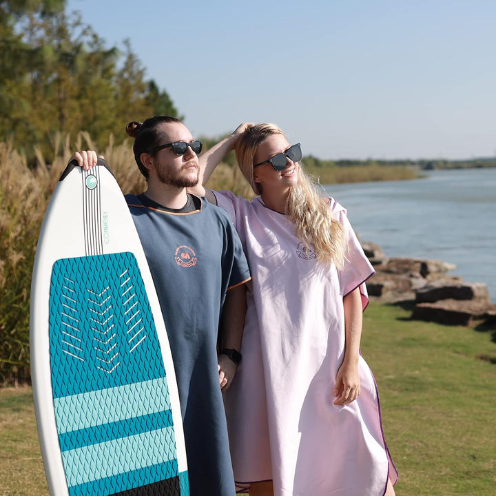 Hiturbo Mikrofaser Handtuch Poncho, Umziehhilfe Strand, Surf Poncho Herren und Damen Changing Robe,