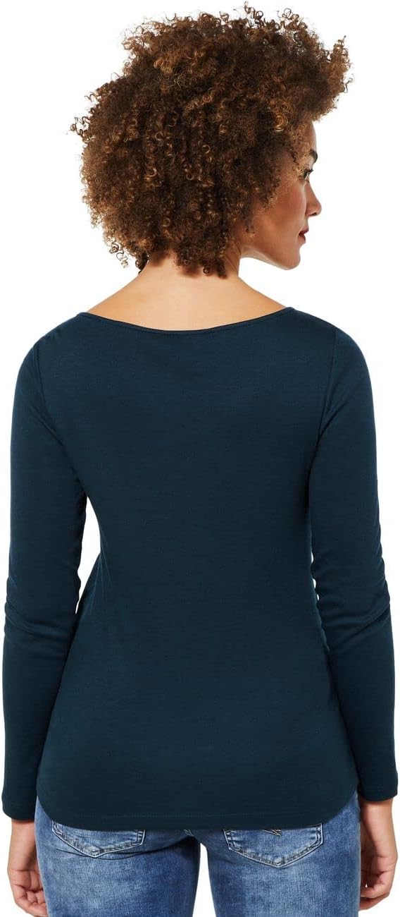 Damen Shirt in Unifarbe, 38 Deep Teal Blue